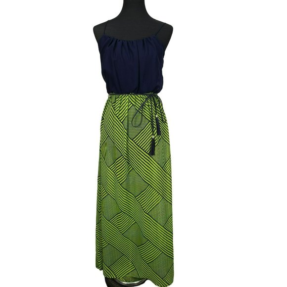 City Triangles Women's Lime Green Blue Sleeveless Size Medium Jrs Maxi Dress‎ - Picture 1 of 9
